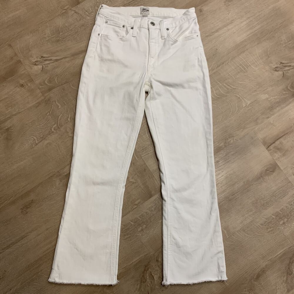 J. Crew White Cropped Ankle Cut Off Jeans Women's Size 27 Billie Demi Boot Pants